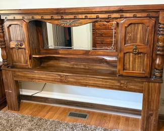 Wood and Mirrored Headboard 