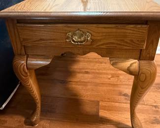 Wood Side Table with Brass Pull