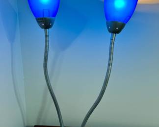 Blue Glass Shade Medusa Gooseneck Table Lamp