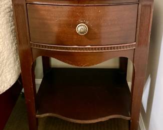 Wood Nightstand with Glass Top