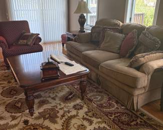 Rug, sofa , matching tables with 2 lamps 