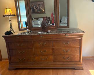 Marble top dresser with mirror 