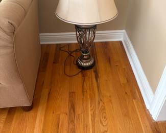 1 of 2  gold tone metal  lamps , shades in good condition 