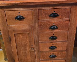 Antique Oak Dry Sink - Top is designed to hold a basin or pail