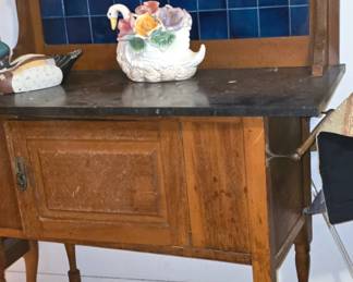Another View of Washstand - Original Towel Rack on Side