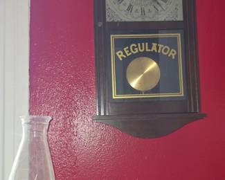 Regulator Antique Wall Clock - Antique Oil Cans - Ink Wells