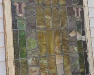 Large Antique Stain Glass Panel