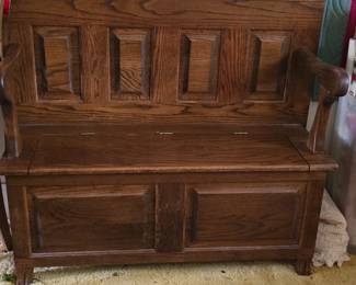 Oak Bench with Storage - Raised Panels and the warmth of golden oak