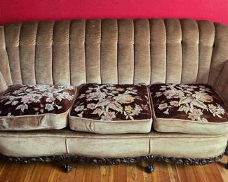 Antique Ornate Mahogany Comfy Couch 