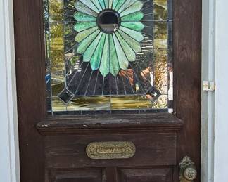 Antique Stain glass Door with Brass Letter Slot