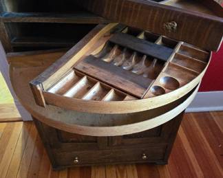 Inside Drawer of Oak Dental Cabinet 