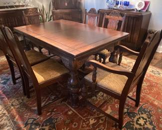 antiques !!! rug is by pottery barn and a good one !!
