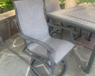 2 ARM /ROCKERS AND 4 REGULAR W/ TABLE -UMBRELLA AND STAND