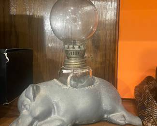 mortons steak house pig lantern - these are famous and highly collectible -