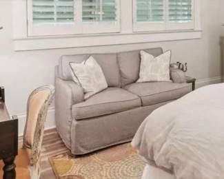 just recovered in designer fabric 54" SLEEPER SOFA reduced to $200!!!
