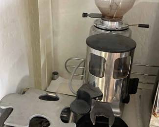 Mazzer Luigi Super Jolly Coffee Grinder And A Knock Box