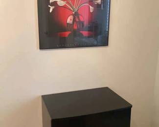 Black Nightstand And Brooks Bouquet Hanging Picture 