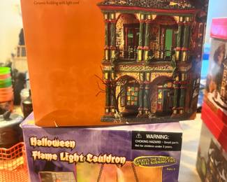 Department 56 Halloween House & Flame Light Caldron