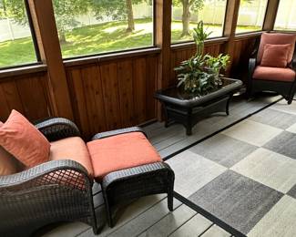 Outdoor Living Chair, Ottoman, Cushions