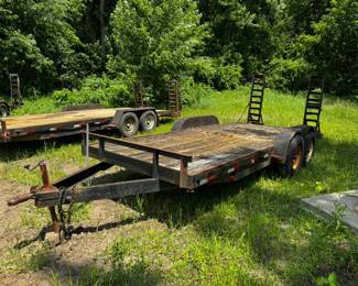 1999 Wanda (1) tandem axle equipment trailer, 16' x 82", wood deck, steel frame, 2' beaver tail