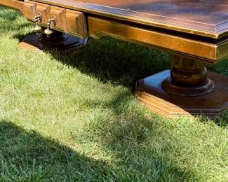 MCM Coffee Table in Real Wood near 6’ long / dual pedestal style