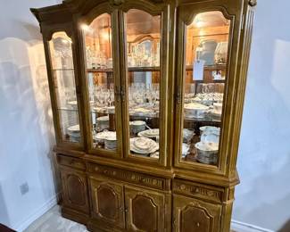 China Cabinet w/Haviland China & Stemware