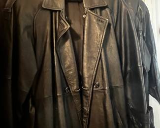 Few Full Length Black Leather Coatd