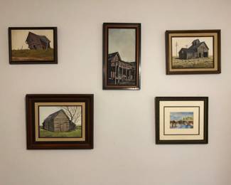 Original oil paintings by listed Chicago Architect artist John Herendeen
