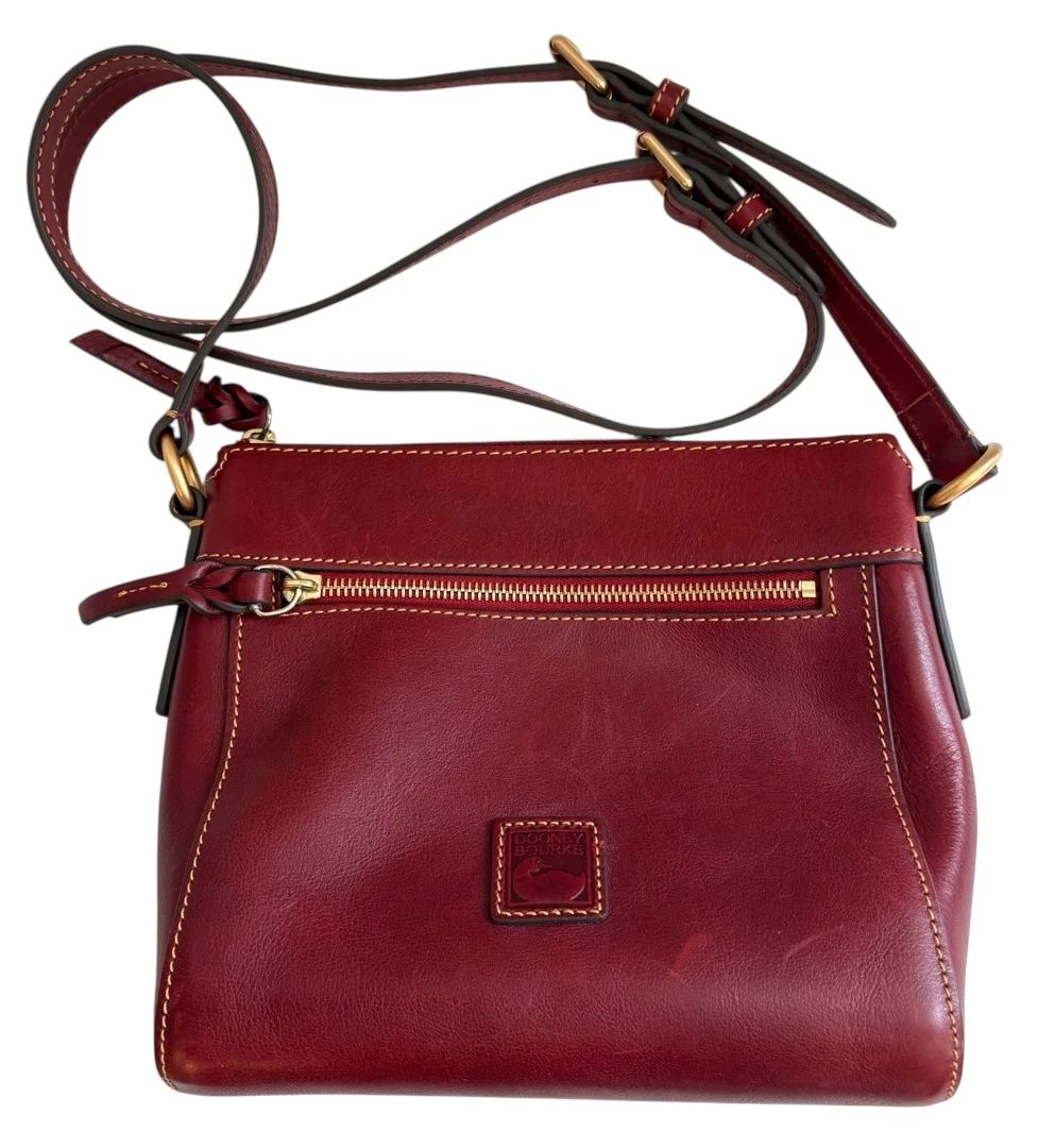 001 Dooney Bourke Red Leather Shoulder Bag AUTHENTIC
