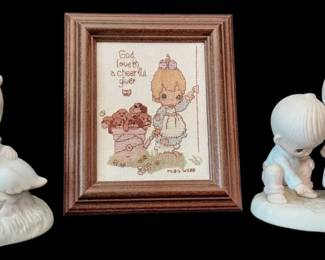 Vintage Precious MomentsJonathon David Figurines Cross Stitch Picture