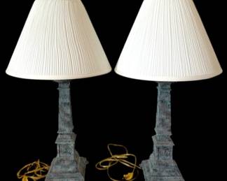 Pair Of Drexel Heritage Metal Table Lamps