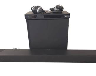 SONY BluRay Player w Remote, Subwoofer, Soundbar, 2 Bose Headphones