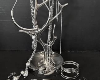 SilverToned Costume Jewelry Display Tree