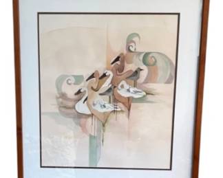 Lakeside Birds Watercolor By K. Cunninghan