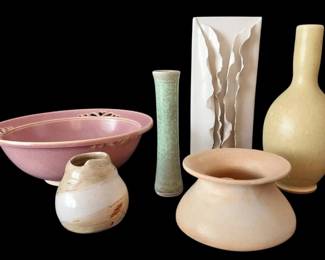Handthrown Pottery Vases Bowls Some Signed