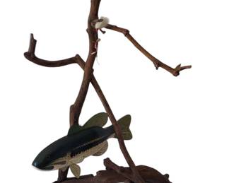 Large Driftwood Fishing Sculpture