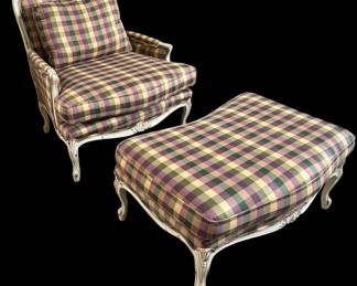 Vanguard French Provincial Wide Chair With Footstool