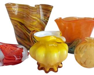 Blown Glass Vases, Paperweight, Pitcher