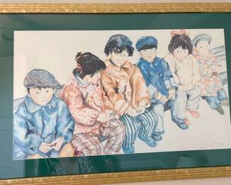 Chinese Children Signed By Julie Dawson 37 x 24.5