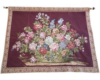 Floral Wall Tapestry Floreale Bordeau Made In Italy