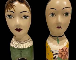 Two Vintage Hat Wig Mannequins