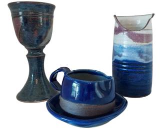 Cobalt Blue Hand Thrown Pottery Pieces