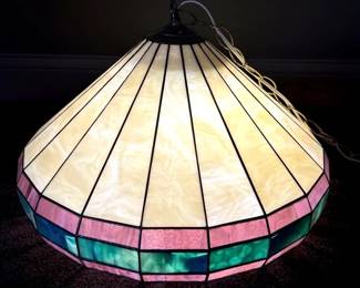 007 Purple Teal Stained Glass Swag Lamp