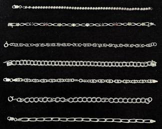 Nine Sterling Silver Bracelets 63g Total