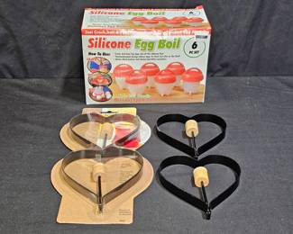 Silicone 6pc Egg Boil Set & 4 Heart Egg Rings