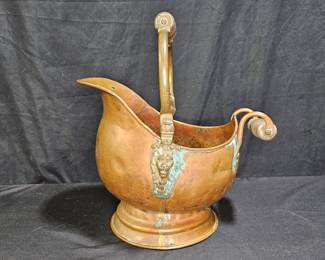 Vintage 1920's Copper Dutch Helmet Coal Scuttle