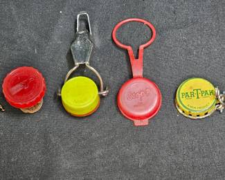 4 Vintage Plastic and Cork Bottle Stoppers & Caps