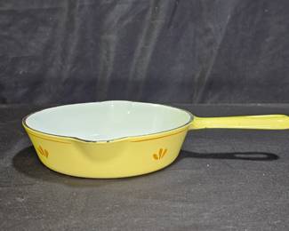 Vintage Dru Holland Enameled Cast Iron Skillet
