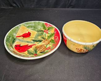 Susan Wingate Holly Bird Pasta & Ice Cream Bowls