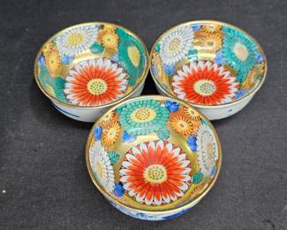 3 Vintage Japanese Porcelain Mini Bowls
